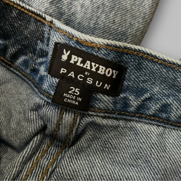 Playboy By Pacsun Mom Jeans Size 25 Button Fly Denim Acid Wash Straight Leg Y2K - Picture 6 of 7